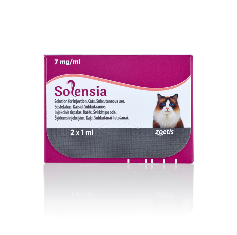 Solensia cat injection solution box, 7 mg/ml, 2 x 1 ml.