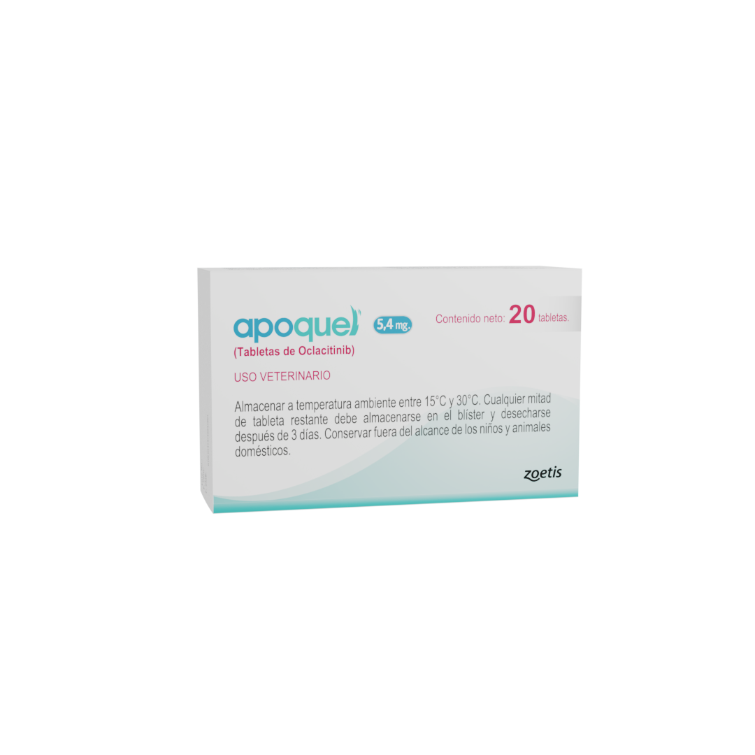 Caja de Apoquel 5,4 mg comprimidos recubiertos con película para perros.