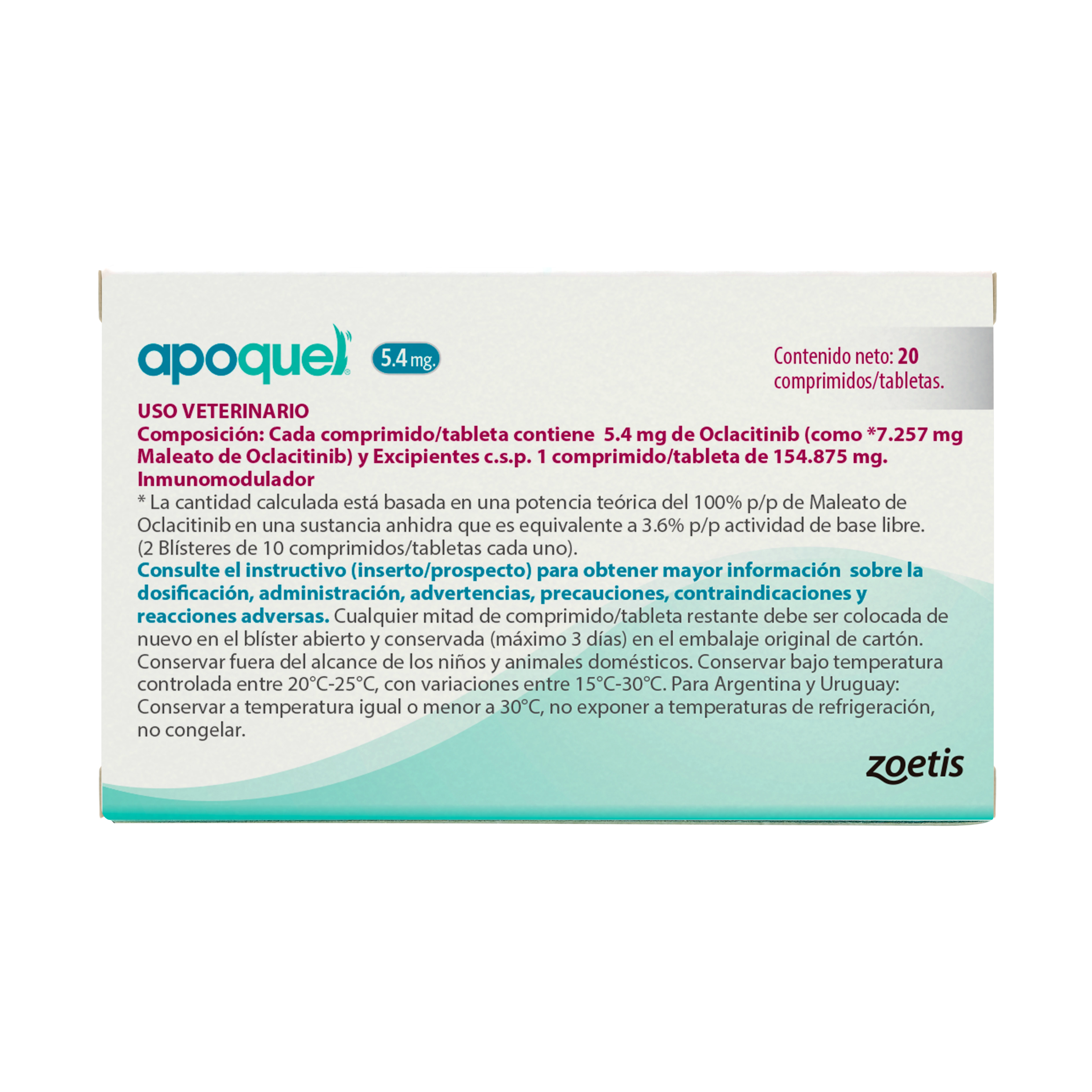 Caja de Apoquel 5,4 mg comprimidos recubiertos con película para perros.