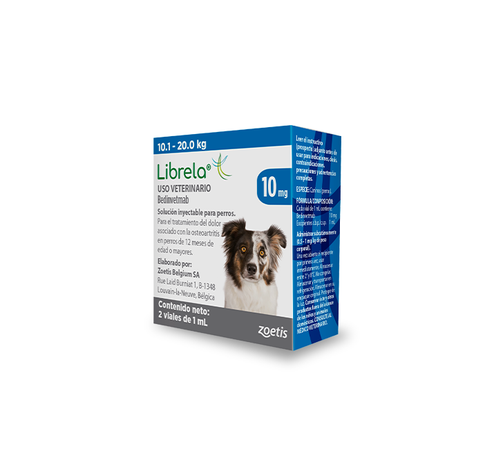 Caja de Librela 15 mg para el alivio del dolor de la osteoartritis canina.