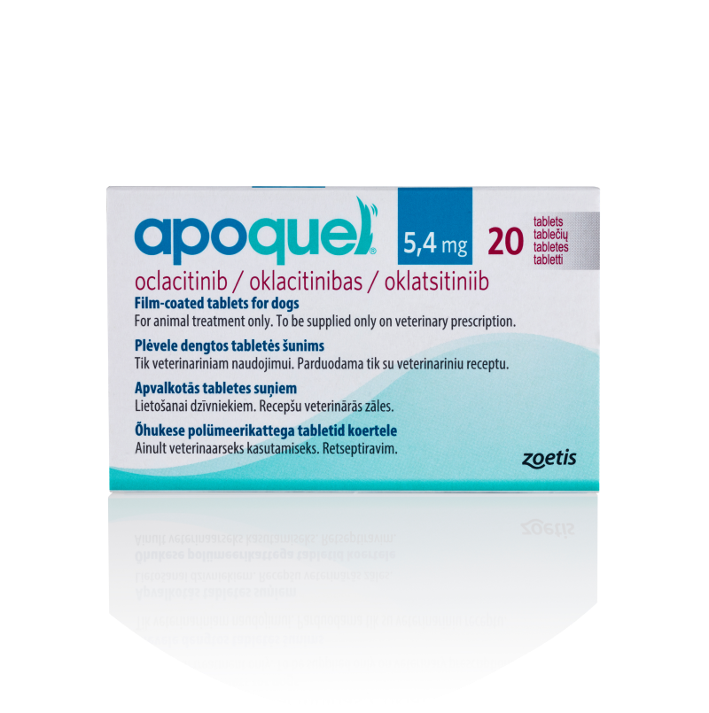 Box of Apoquel 5.4 mg film-coated tablets for dogs.