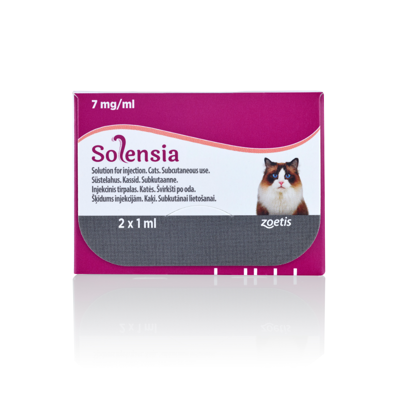 Solensia cat injection solution box, 7 mg/ml, 2 x 1 ml.