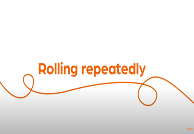 Text "Rolling repeatedly" with orange swirl on white background.