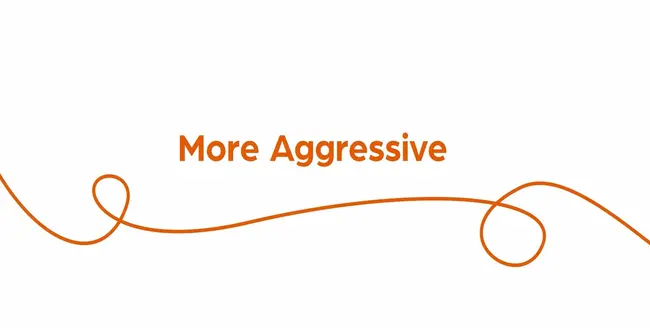 Text "Is more irritable" with orange swirl on white background.